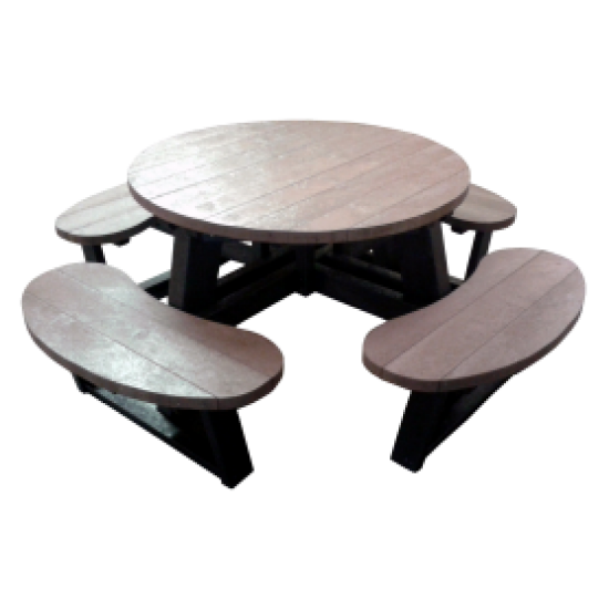 Recycled Picnic Table - Large Round - Black